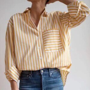 Like New: AYR The Deep End Button Down Shirt Yellow White Stripe